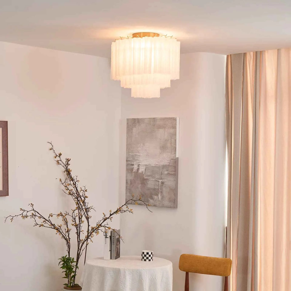 White + Gold glass ceiling light - detail view
