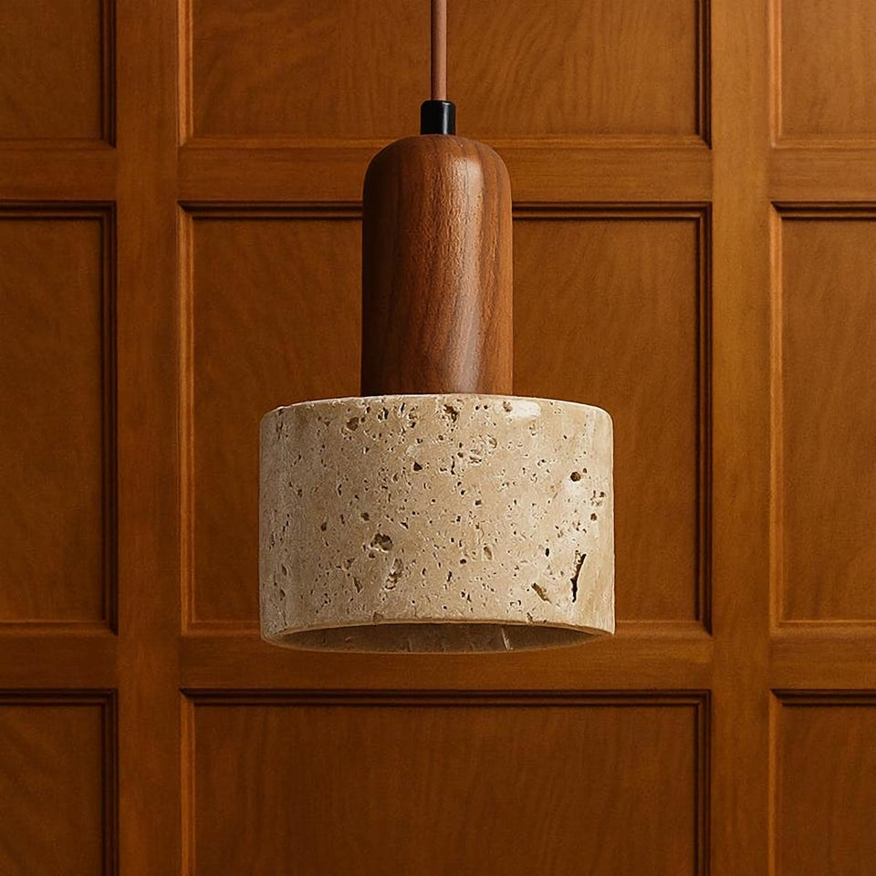Walnut Wood wood pendant light - close-up detail