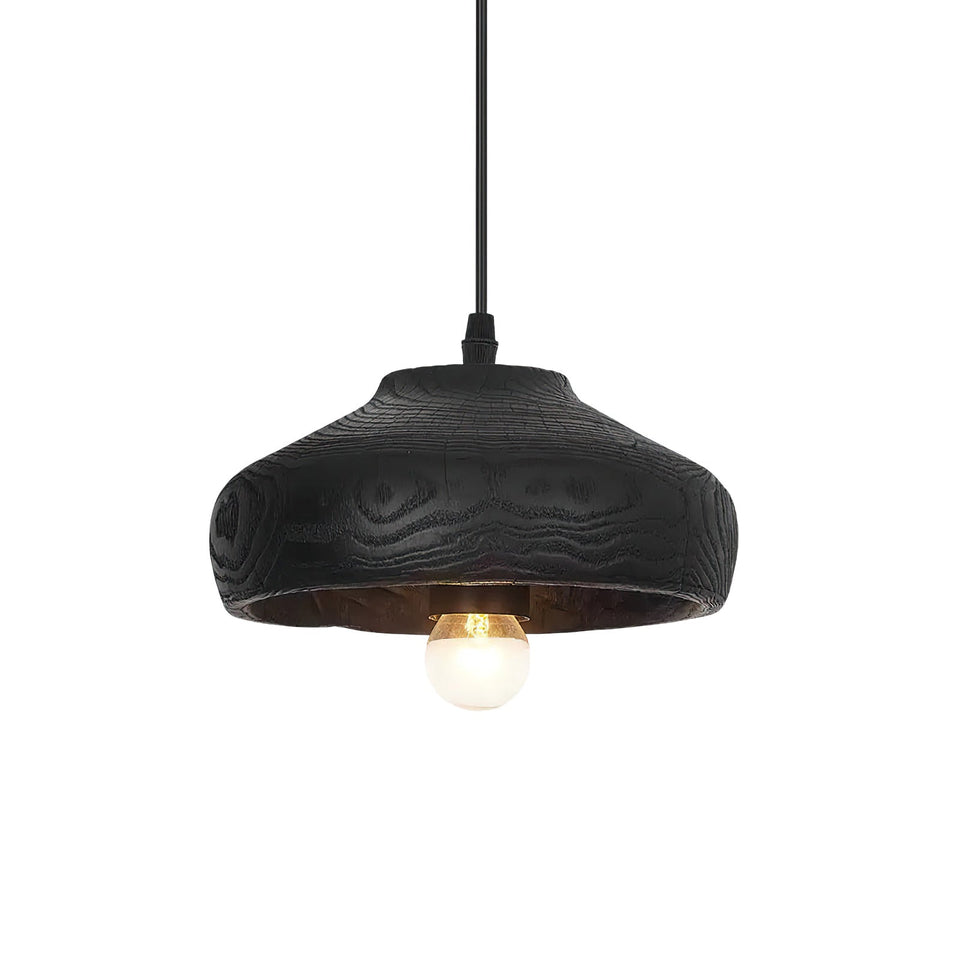 Black wood pendant light - front view