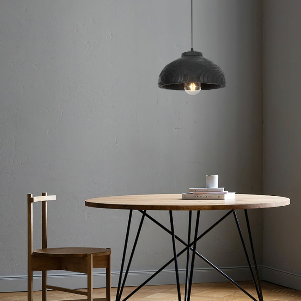 Black wood pendant light - close-up detail
