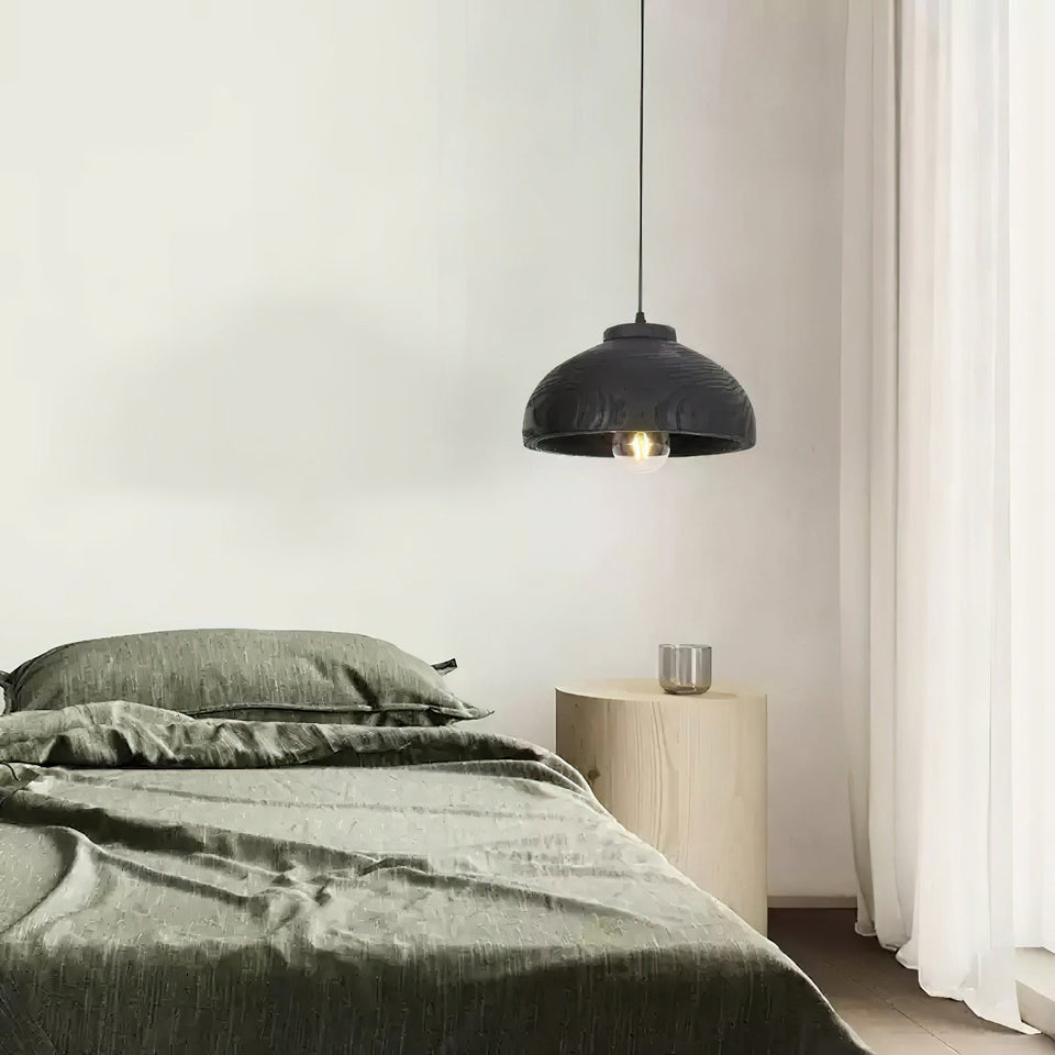 Black wood pendant light - top view