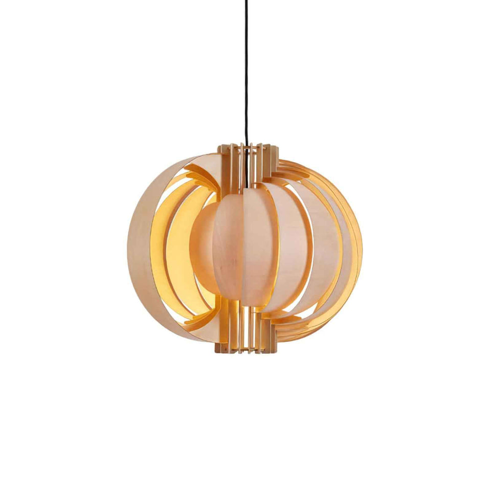 wood pendant light - front view