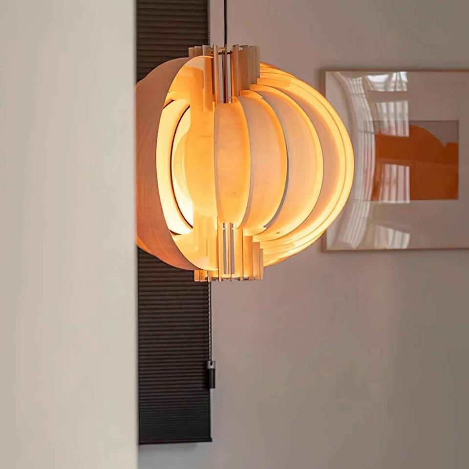 wood pendant light - back view