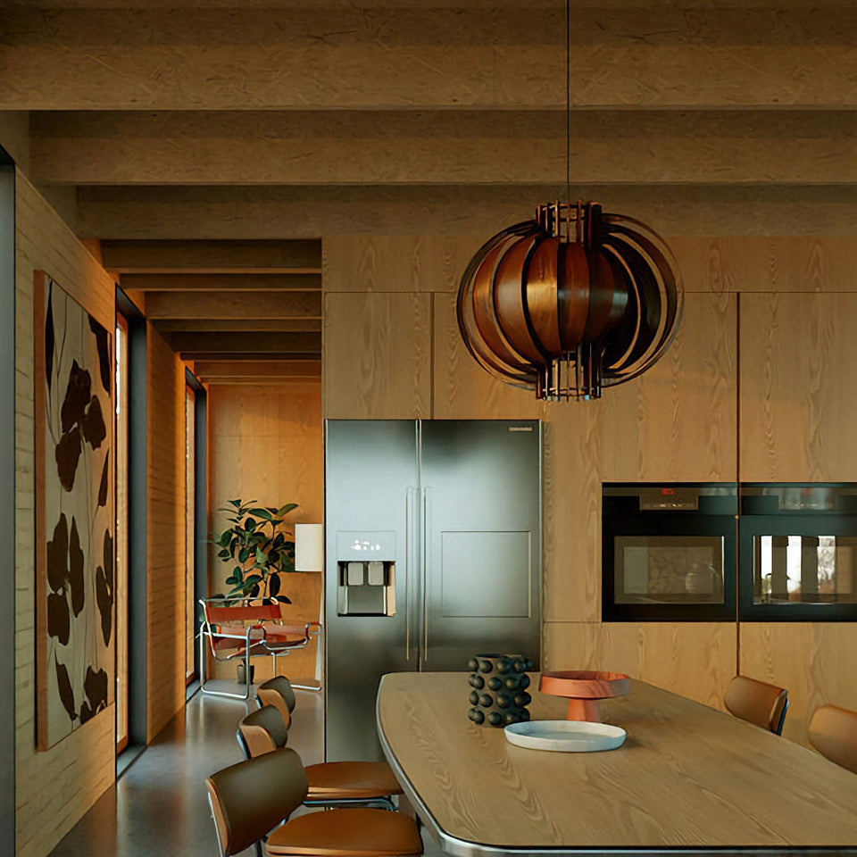 wood pendant light - top view