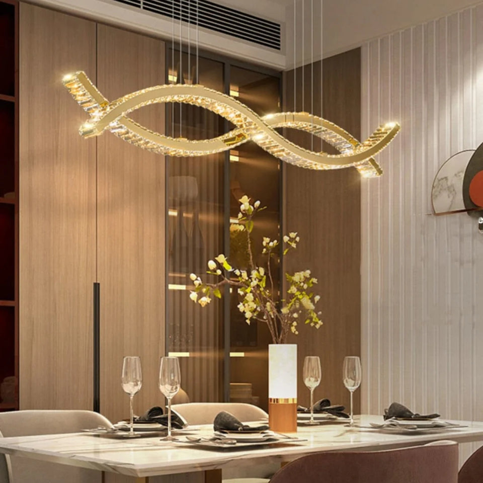 Gold Wave Crystal Chandelier