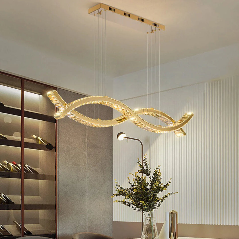 Gold Wave Crystal Chandelier