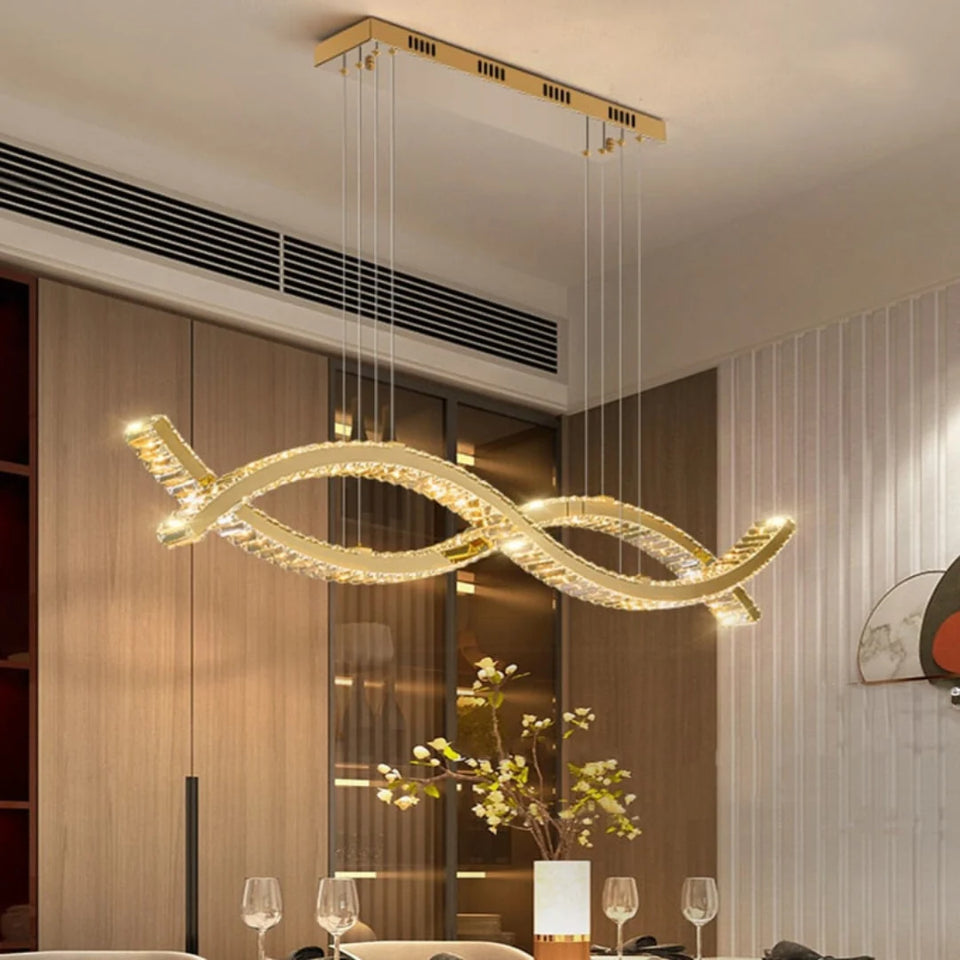 Gold Wave Crystal Chandelier