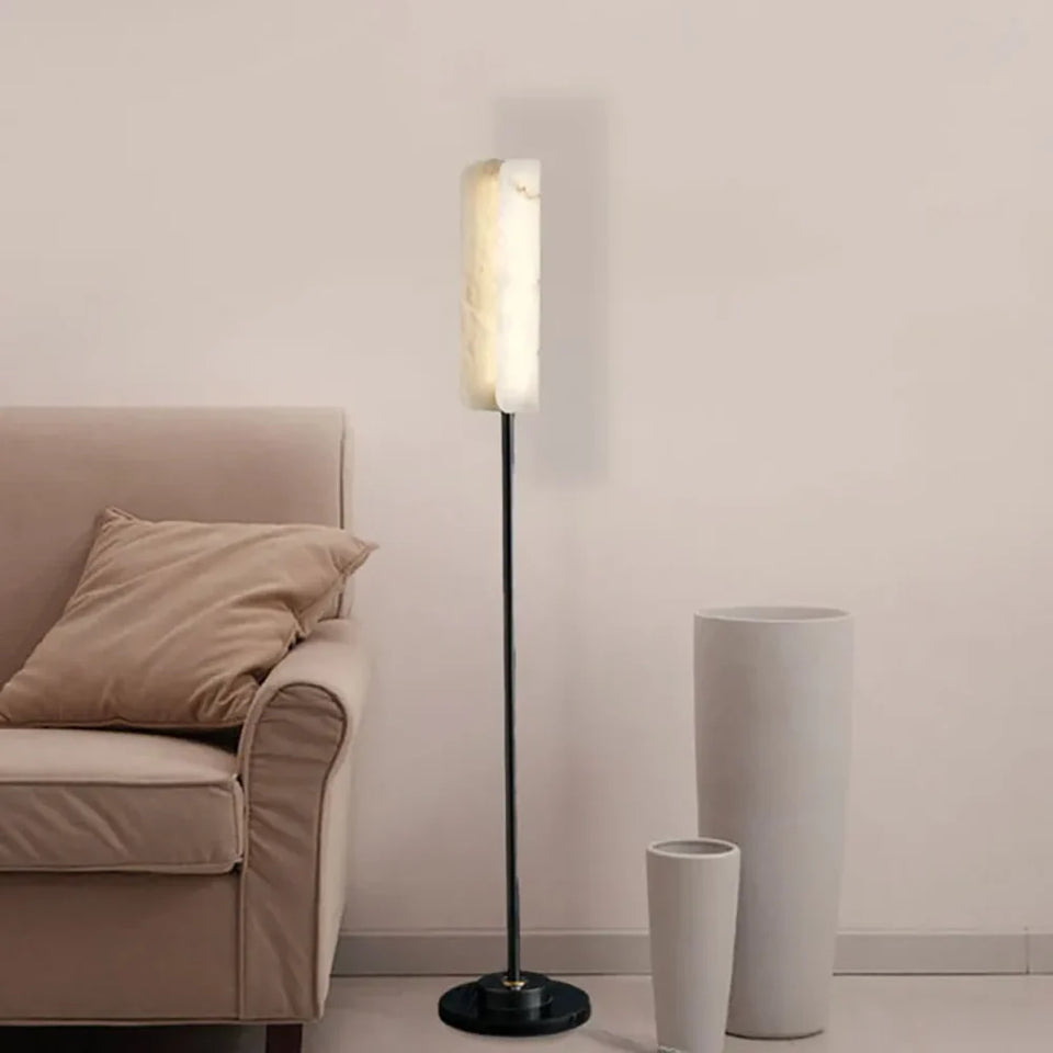 Alabaster Years Black Marble Floor Lamp