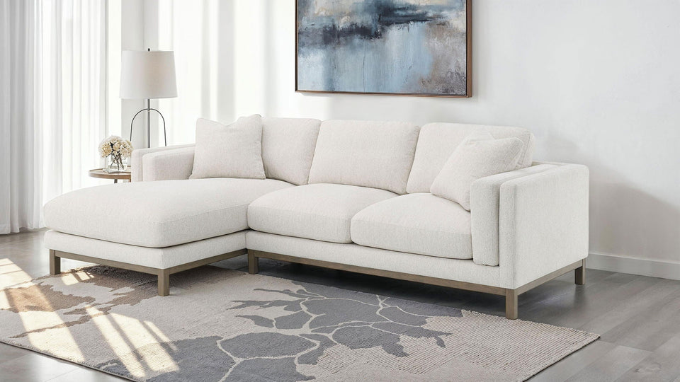 Geneva Boucle Upholstered Sectional Chaise Sofa Sand