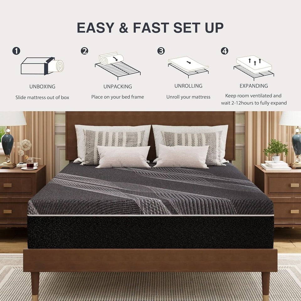 Queen Size Gel Memory Foam Mattress Thermoregulating