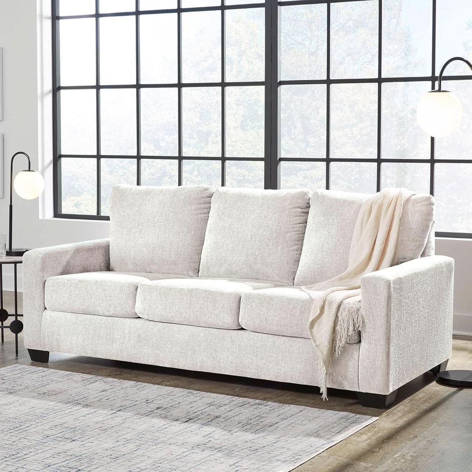 White Queen Upholstered Sleeper Sofa With Gel Memory Foam