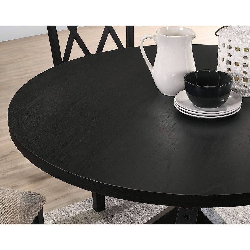 Black Oak Veneer Dining Table 48 Inch Square Cross Buck