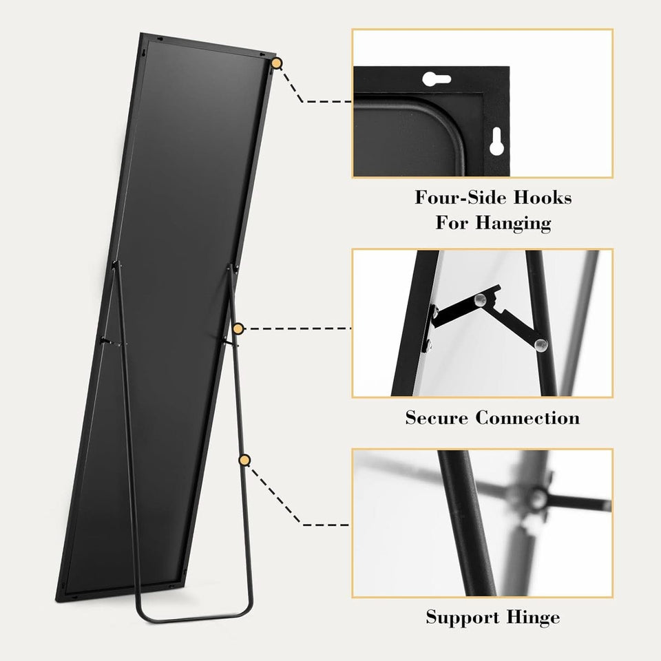 Full Length Floor Mirror 59x17 Aluminum Frame for Bedroom