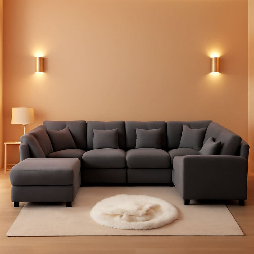 125Inch Oversized Corduroy Cloud Sleeper Grey Sofa