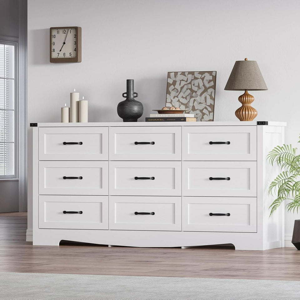White 59 Inch Premium Modern Multicompartment Dresser