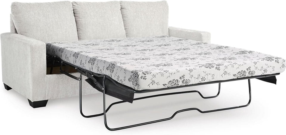 White Queen Upholstered Sleeper Sofa With Gel Memory Foam