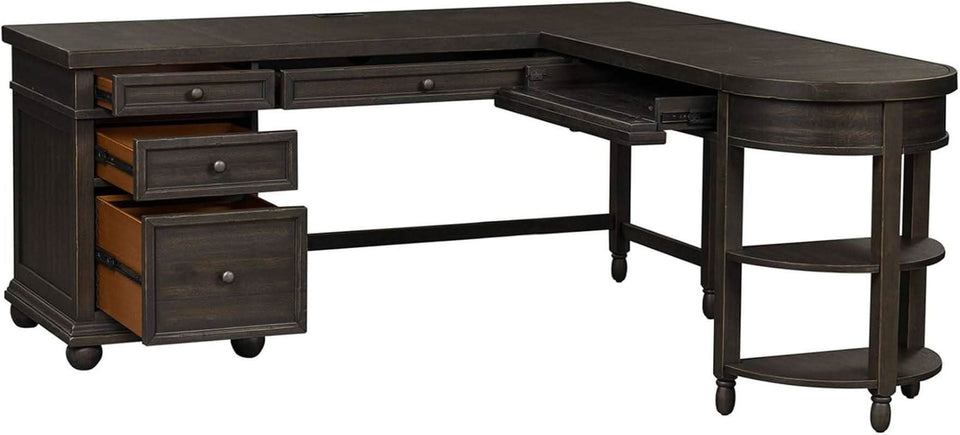 L Shaped Workstation With Integrated Charging Ports
