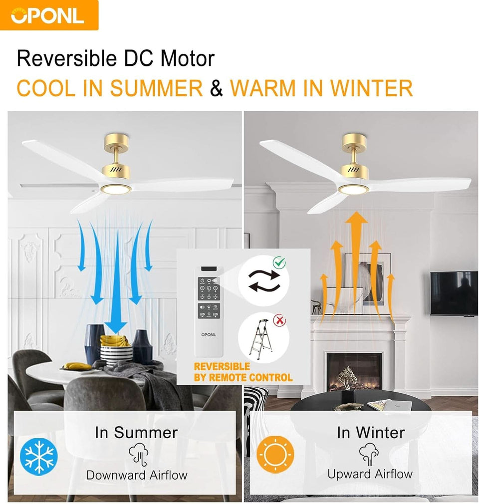 52 Inch Wooden Ceiling Fan With Integrated Light And Remote Control
