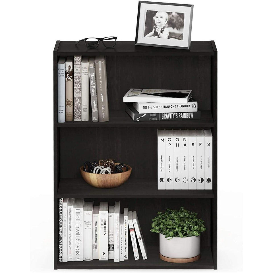 Pasir 3 Tier Open Shelf Bookcase In Espresso Finish