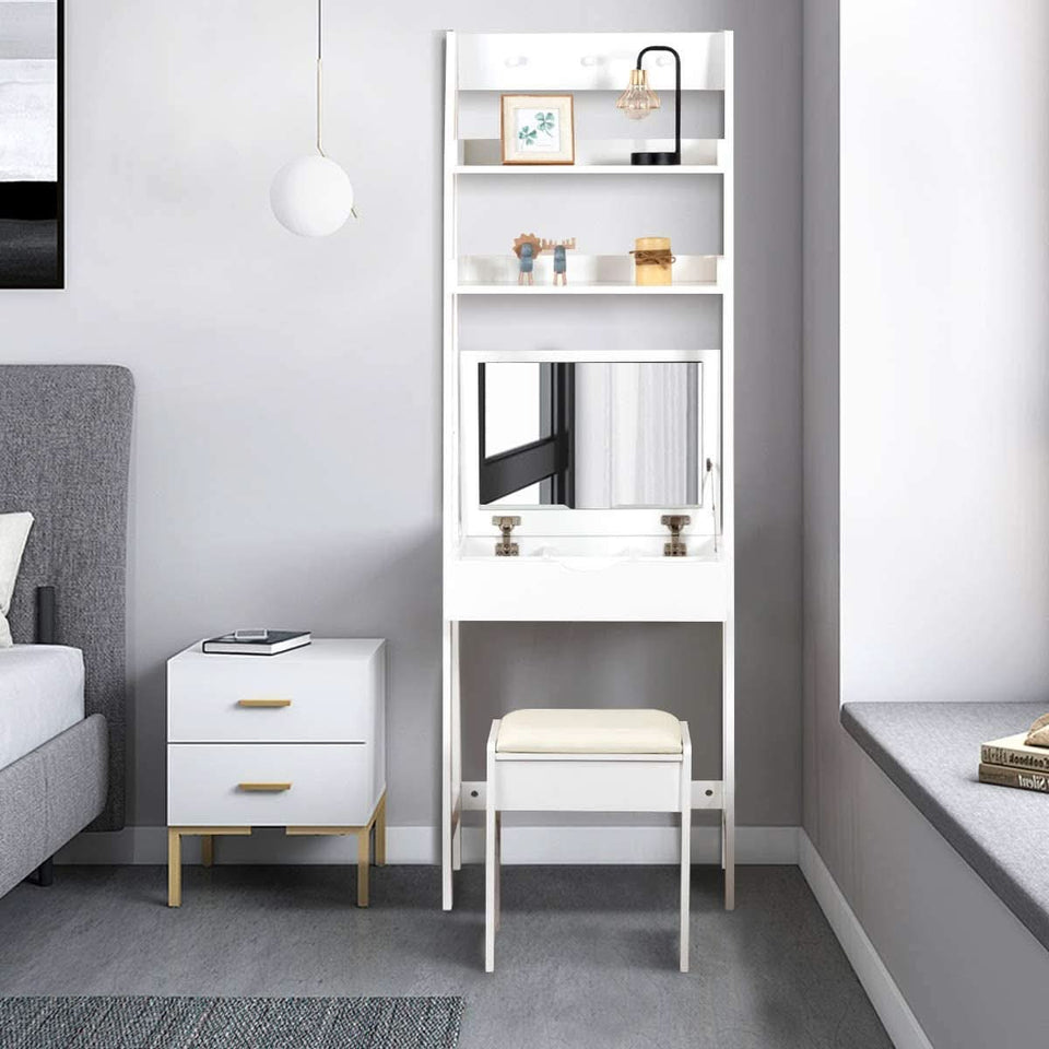3 In 1 Vanity Table With Flip Top Mirror Makeup Desk
