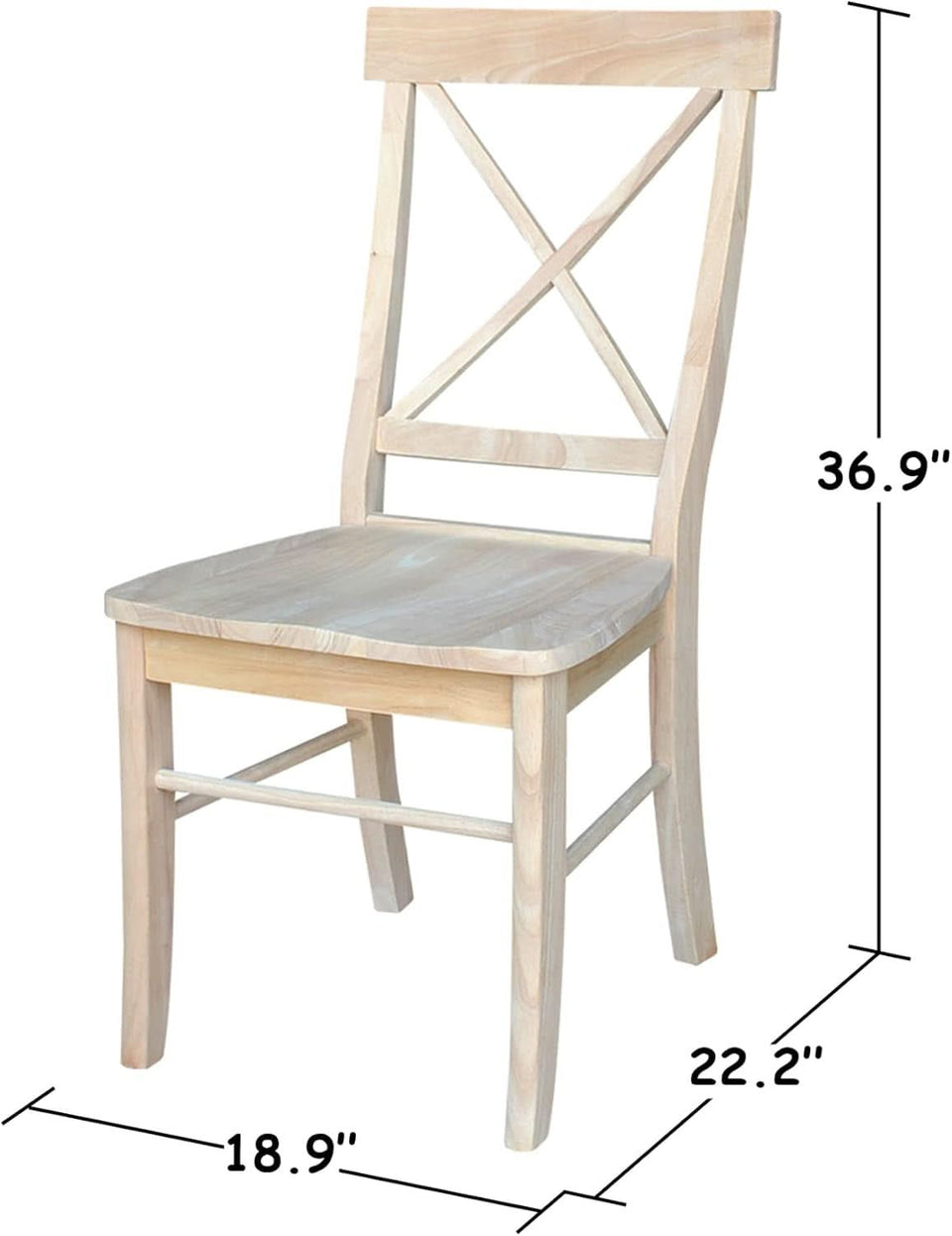 X Back Dining Chairs Set Of 2 In Unfinished Parawood
