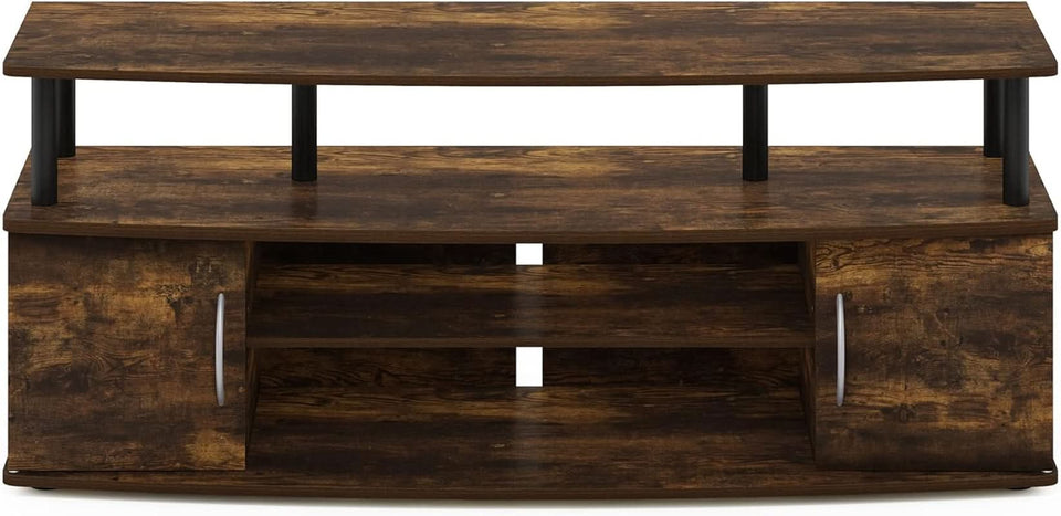 Jaya Amber Pine TV Stand for 55 Inch TV Open Shelves Black