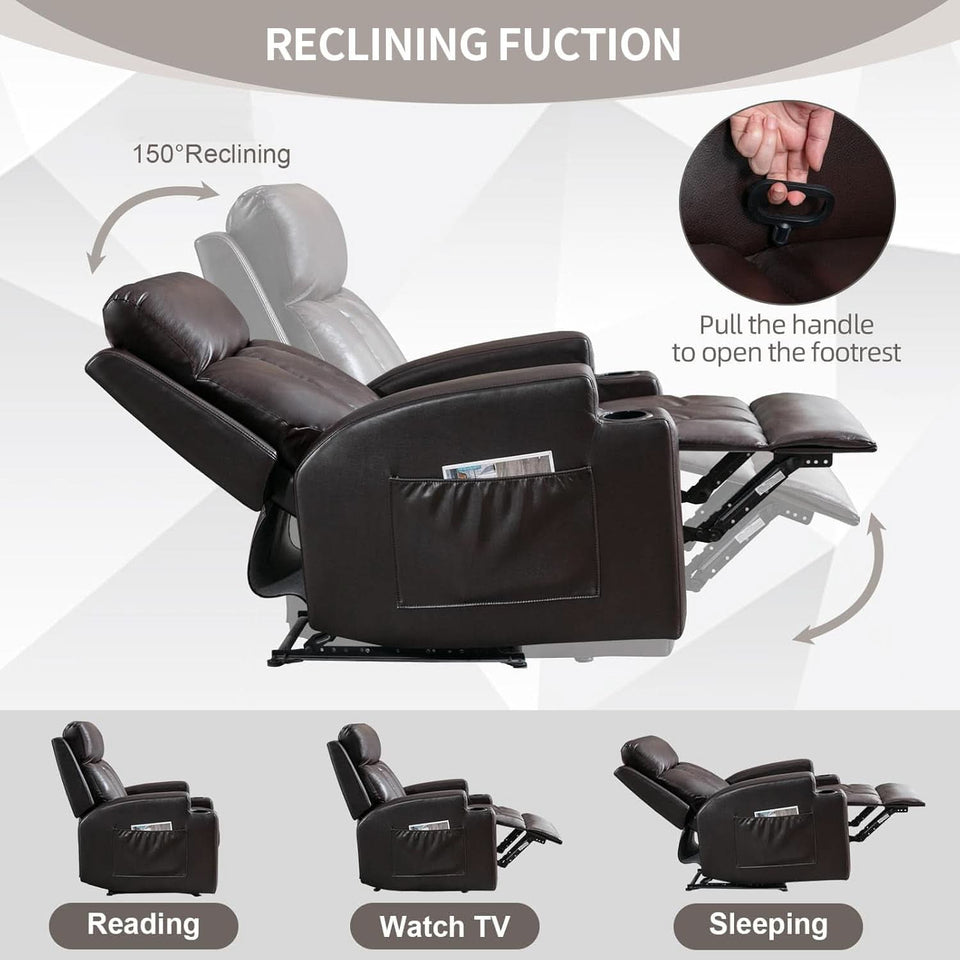 Brown UltraSoft Fabric Manual Recliner With Plush Arms