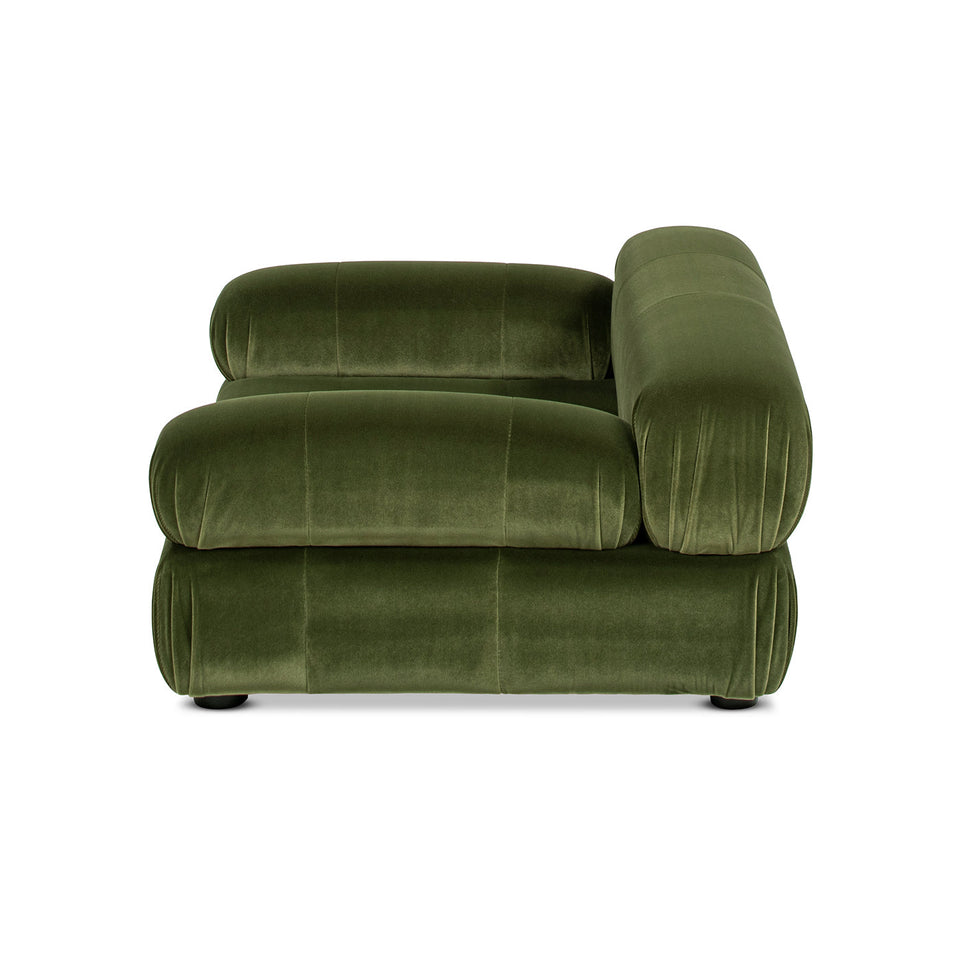 Olive Green Velvet Upholstered Pet Bed with Bolstered Arms - Small to Medium