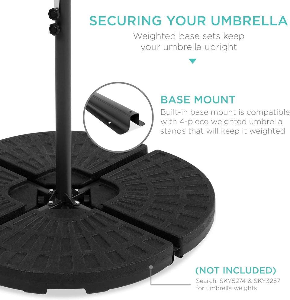 10 Foot Solar LED Offset Patio Umbrella With Easy Tilt Adjustment In Tan For Backyard Use