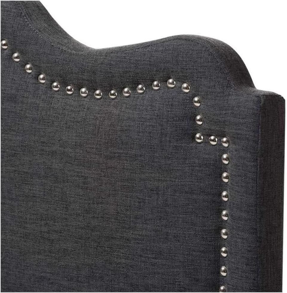 Elegant Upholstered Dark Gray Queen Headboard for Bedrooms