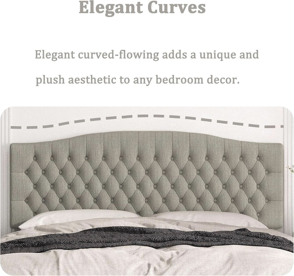 Upholstered King Headboard with Tufted Design and Legs