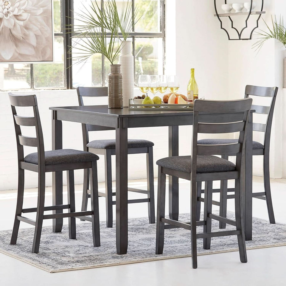5 Piece Engineered Wood Counter Height Dining Set Gray