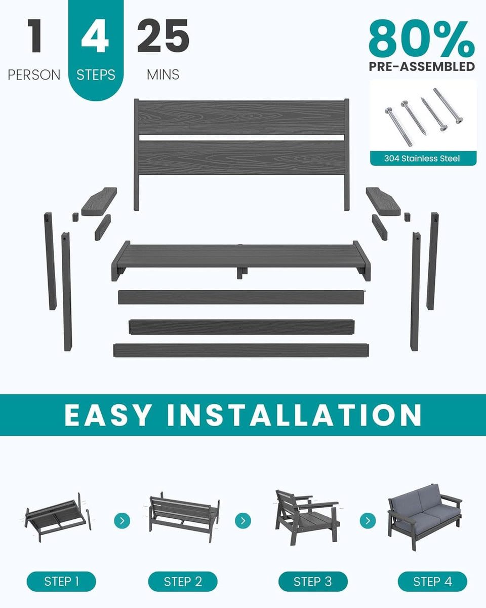4 Piece All Weather Outdoor Sofa Sectional Set