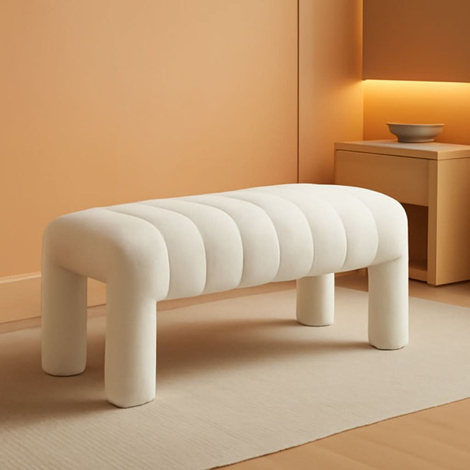 42.5 Inches Boucle Ottoman Bench Footrest Entryway