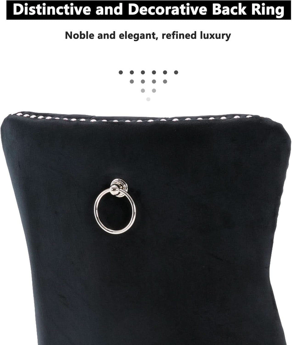 Black Velvet Tufted Dining Chairs With Nailhead Trim