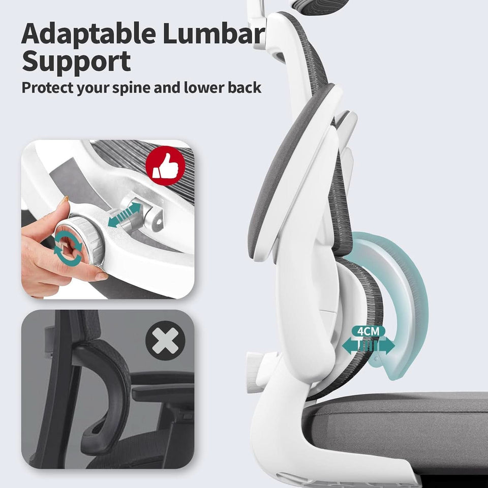 Ergonomic Office Chair Height Adjustable White Backrest