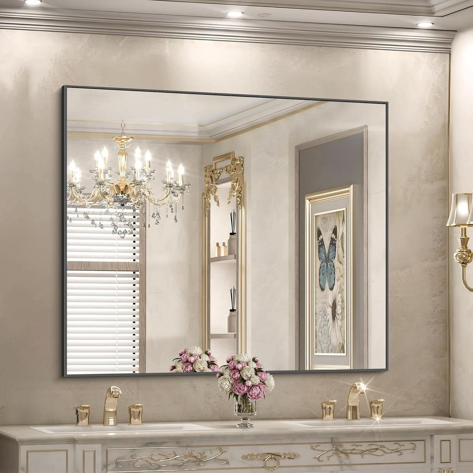 36x40 Black Wall Mirror With Horizontal Or Vertical Mount