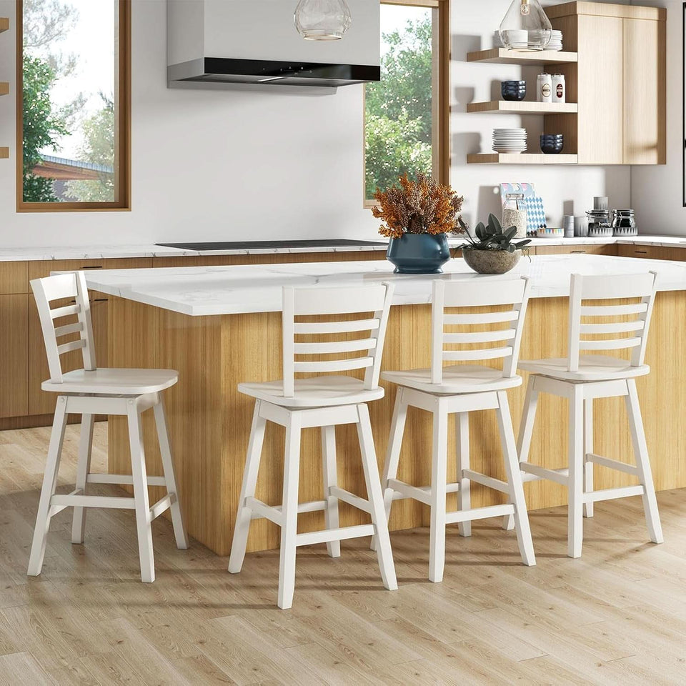 Swivel Wood Bar Stools Set with Ergonomic Design