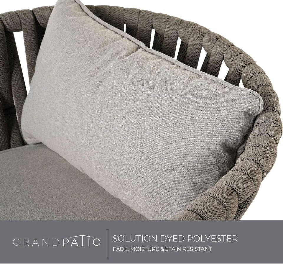 Outdoor Dining Chair Set of 3 Swivel Rope Armchairs Gray