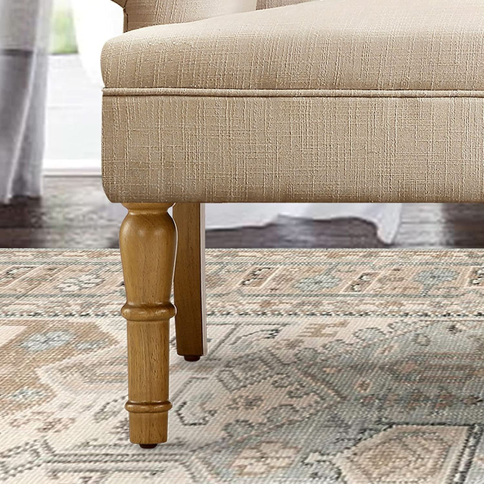 Warm Beige Loveseat Sofa Set With Tufted Back Upholstery