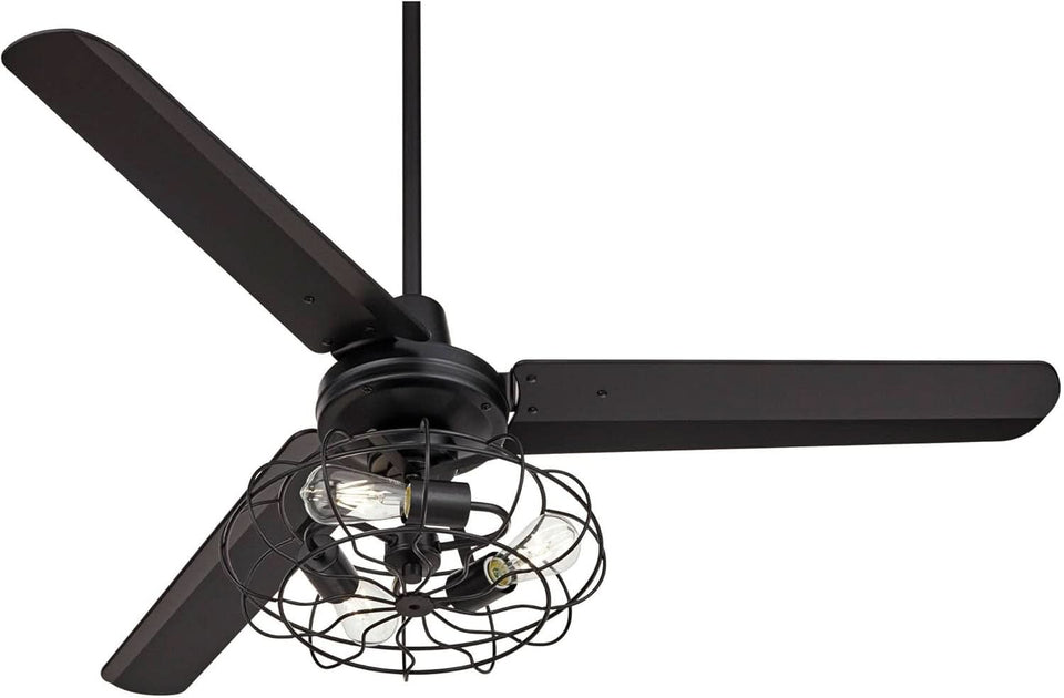 Matte Black Ceiling Fan 52 Inch With Integrated LED Remote