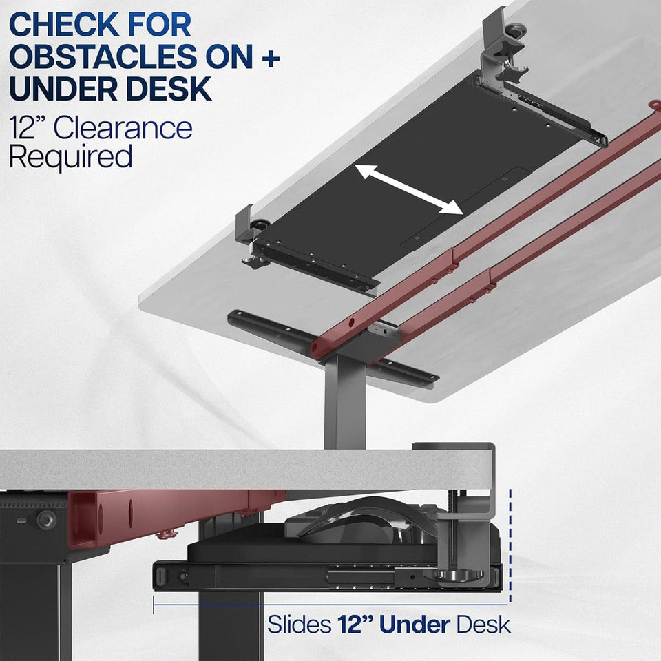 Under Desk Keyboard Tray 27x11 Inch C Clamp Mount Black