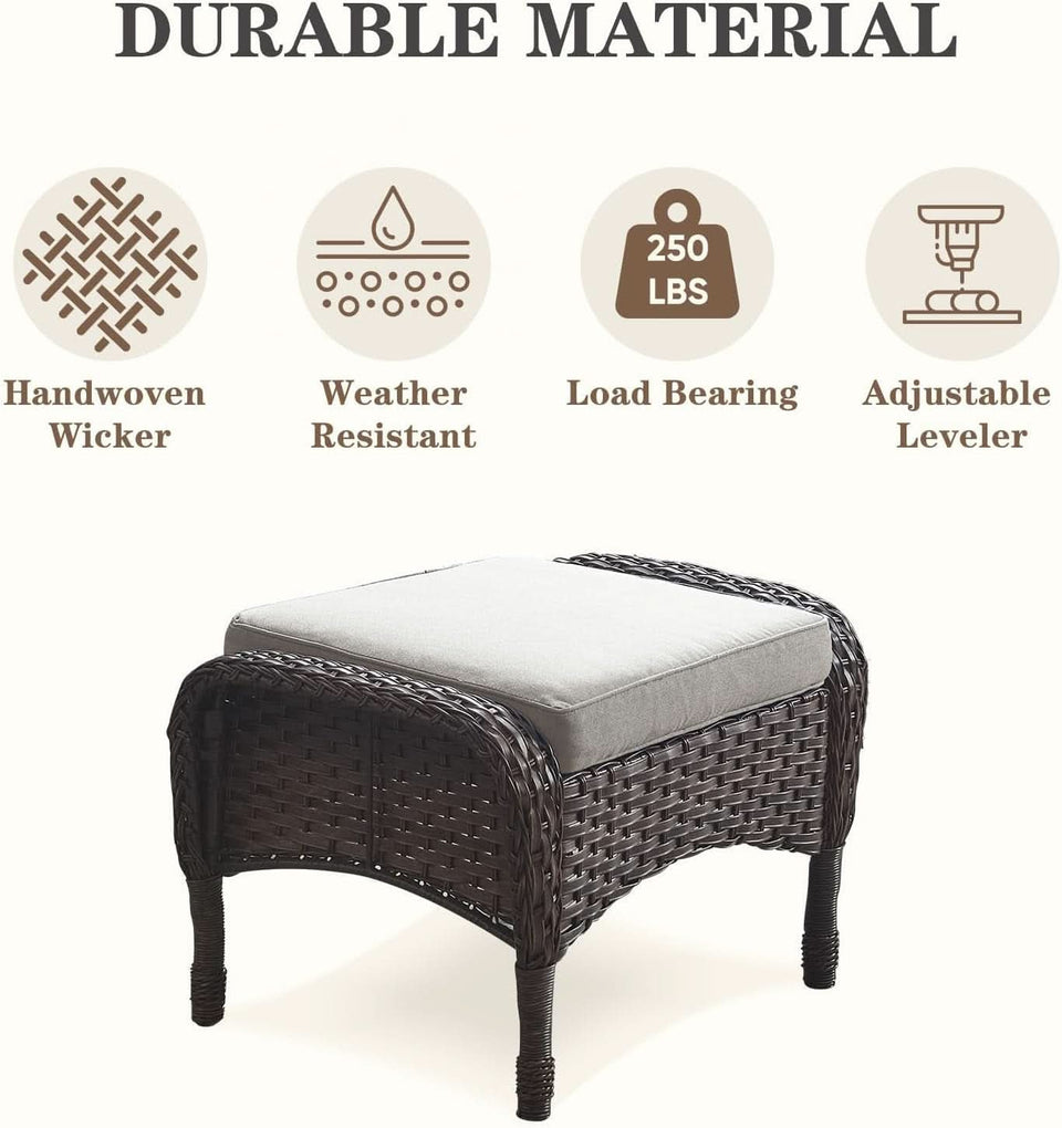 6 Piece Outdoor Patio Conversation Set Brown Wicker