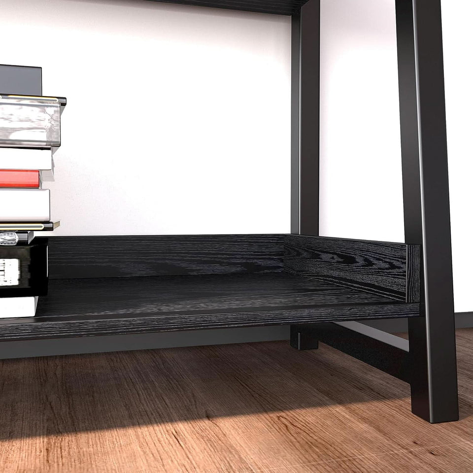 Industrial 5 Tier Bookshelf With Steel Frame 74In Tall