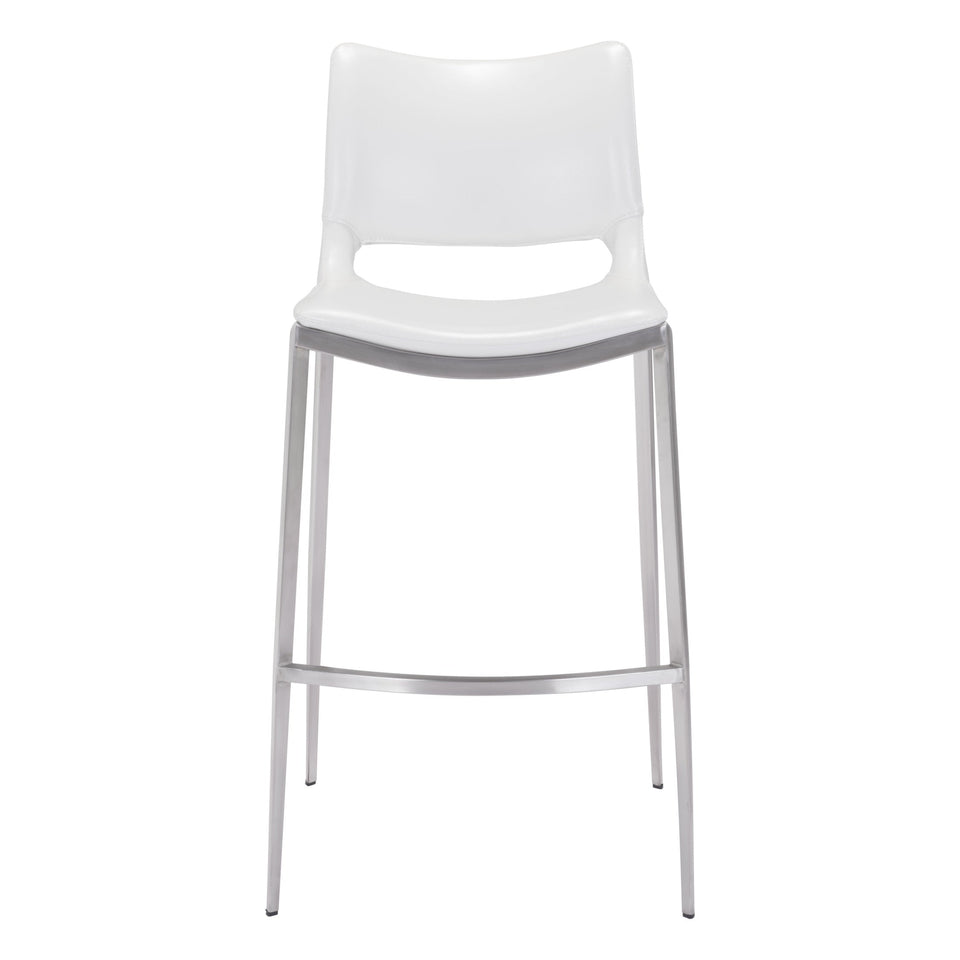 Ace Barstool (Set of 2) White & Silver