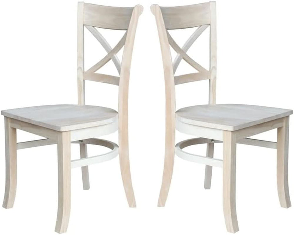 Set Of 2 35.8 In Parawood X Back Dining Chairs Unfinished