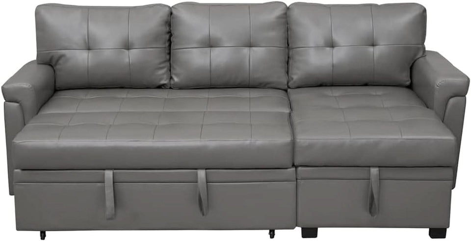 Gray Modern Sectional Sleeper Sofa With Storage Chaise