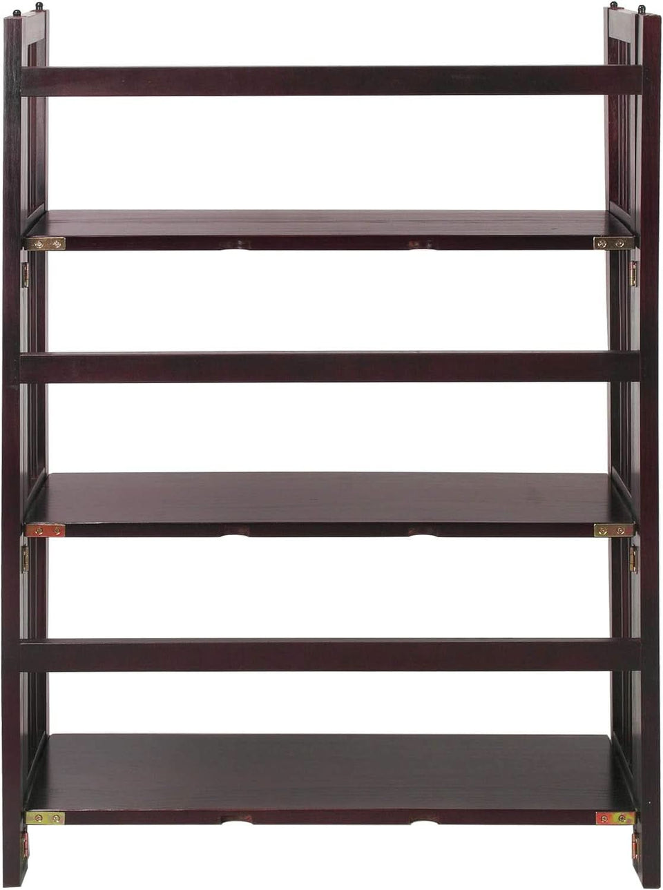 Three Shelf Folding Stackable Bookcase 27.5 Inch Wide Espresso Wood Home Office Storage