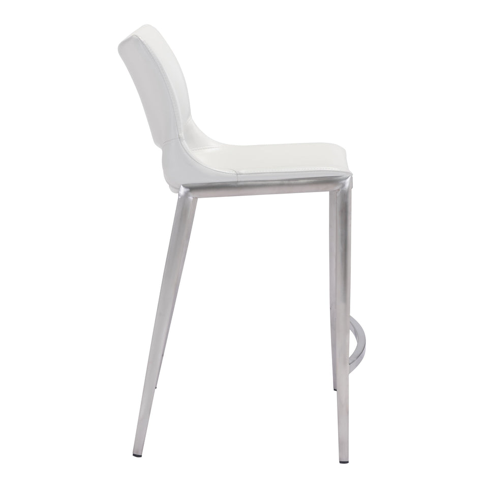Ace Counter Stool (Set of 2) White & Silver