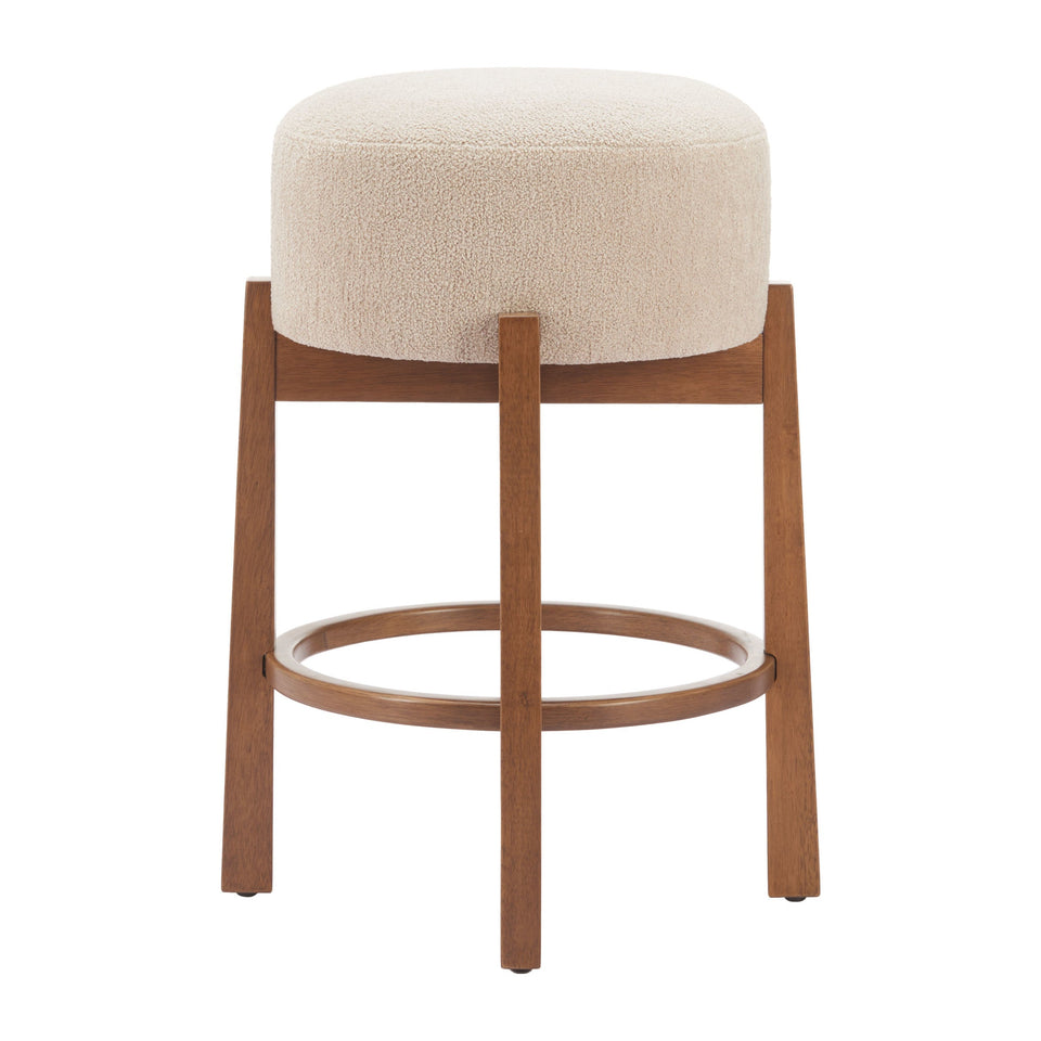 Nade Counter Stool (Set of 2) Beige & Walnut